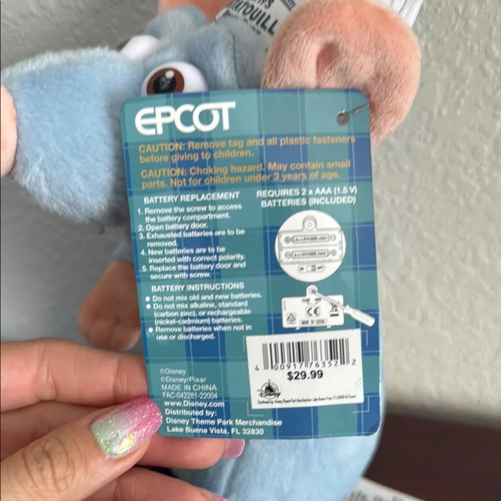 Disney Light Blue and Peach Ratatouille Plush Remy speaks English and French - Picture 8 of 8